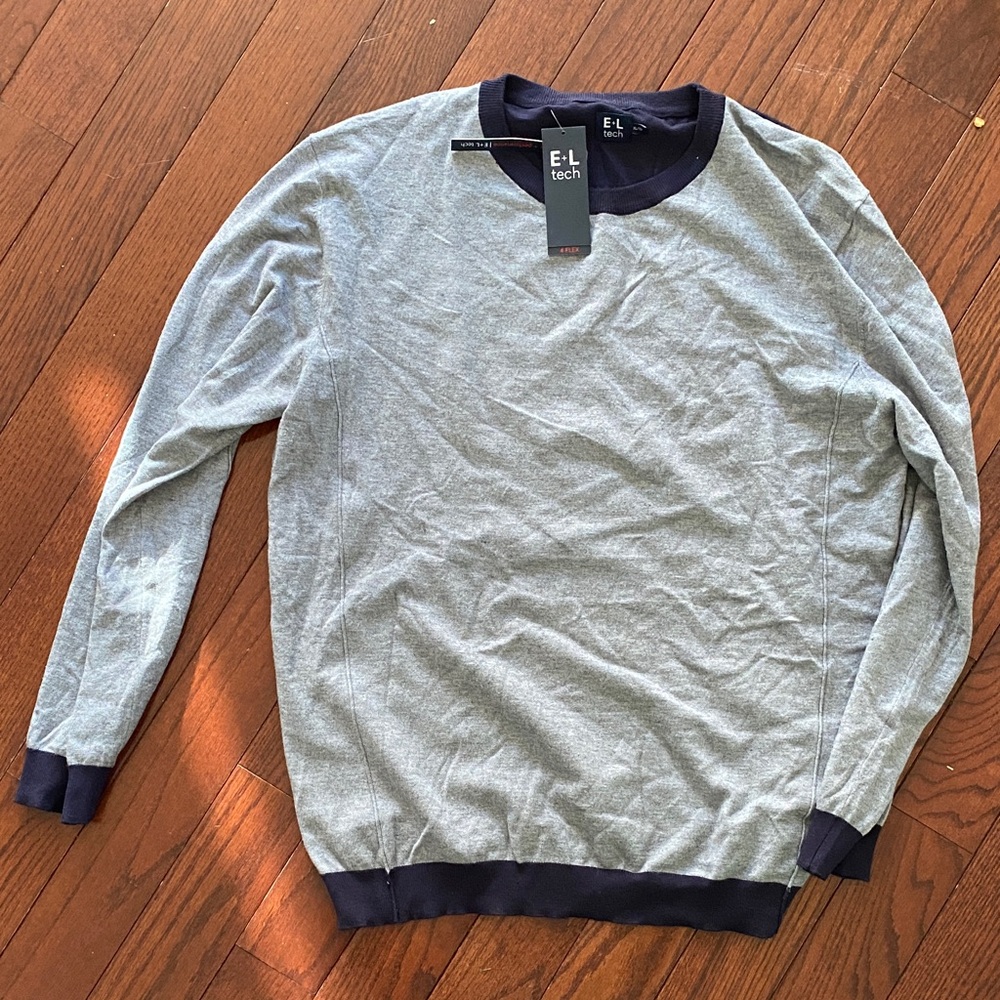 NEW Men's Crewneck Sweater - Gray and Navy pull over
